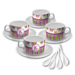 Butterflies & Stripes Tea Cup - Set of 4 (Personalized)
