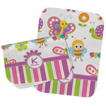 Butterflies & Stripes Burp Cloths - Fleece - Set of 2 w/ Name and Initial