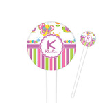 Butterflies & Stripes 4" Round Plastic Food Picks - White - Single Sided (Personalized)