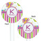 Butterflies & Stripes White Plastic 5.5" Stir Stick - Double Sided - Round - Front & Back