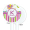 Butterflies & Stripes White Plastic 5.5" Stir Stick - Single Sided - Round - Front & Back