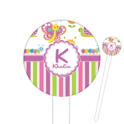 Butterflies & Stripes Round Plastic Food Picks (Personalized)