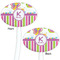 Butterflies & Stripes White Plastic 7" Stir Stick - Double Sided - Oval - Front & Back