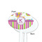 Butterflies & Stripes White Plastic 7" Stir Stick - Single Sided - Oval - Front & Back