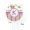 Butterflies & Stripes White Plastic 7" Stir Stick - Single Sided - Round - Front & Back