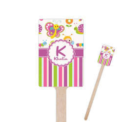 Butterflies & Stripes 6.25" Rectangle Wooden Stir Sticks - Single Sided (Personalized)