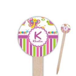 Butterflies & Stripes Round Wooden Food Picks (Personalized)