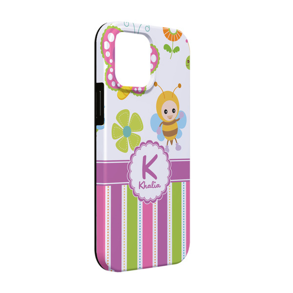 Custom Butterflies & Stripes iPhone Case - Rubber Lined - iPhone 13 (Personalized)