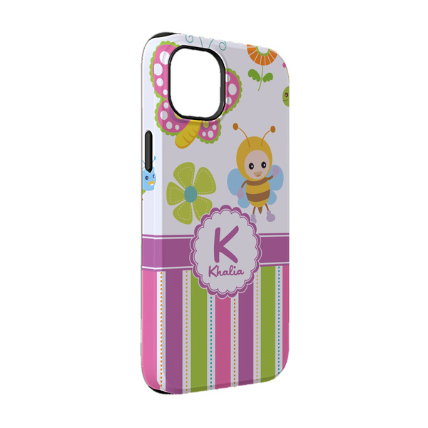 Custom Butterflies & Stripes iPhone Case - Rubber Lined - iPhone 14 (Personalized)