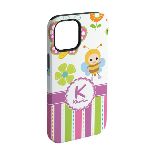 Custom Butterflies & Stripes iPhone Case - Rubber Lined - iPhone 15 Pro (Personalized)