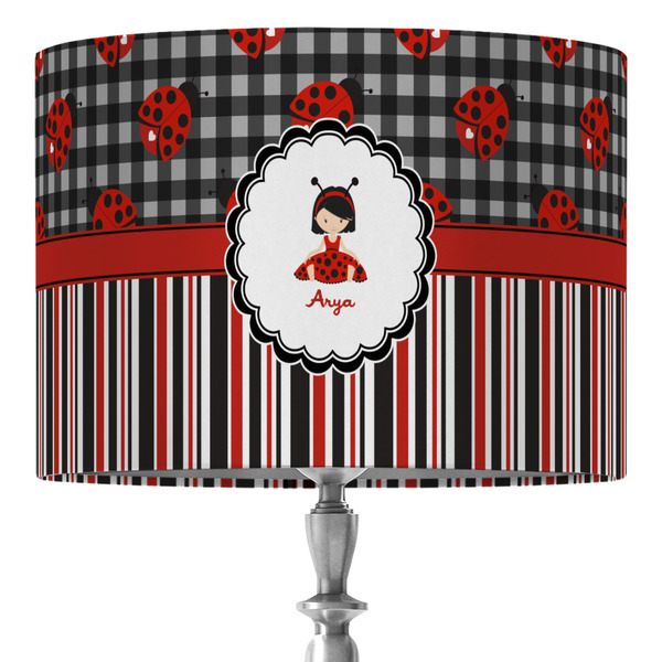 Custom Ladybugs & Stripes 16" Drum Lamp Shade - Fabric (Personalized)