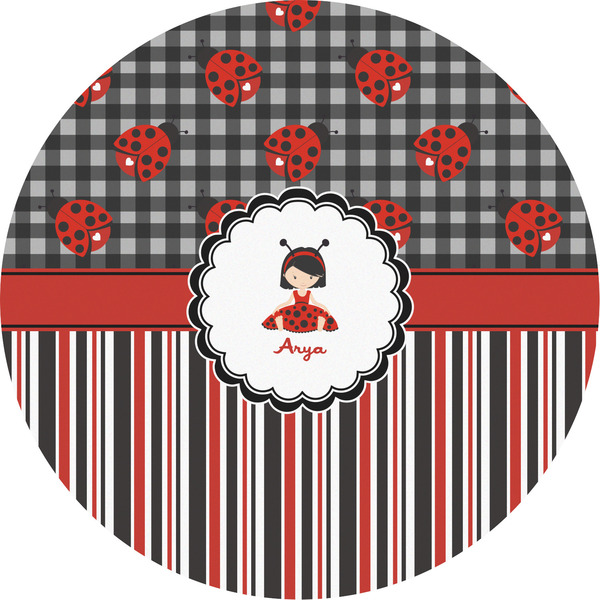 Custom Ladybugs & Stripes Multipurpose Round Labels - 5" (Personalized)