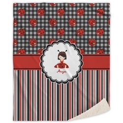 Ladybugs & Stripes Sherpa Throw Blanket - 50"x60" (Personalized)