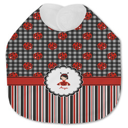 Ladybugs & Stripes Jersey Knit Baby Bib w/ Name or Text