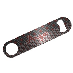 Ladybugs & Stripes Bar Bottle Opener - Silver w/ Name or Text