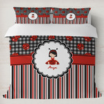 Ladybugs & Stripes Duvet Cover Set - King (Personalized)