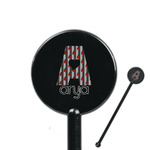 Ladybugs & Stripes 5.5" Round Plastic Stir Sticks - Black - Single Sided (Personalized)