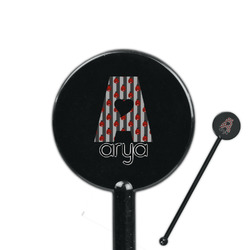 Ladybugs & Stripes 5.5" Round Plastic Stir Sticks - Black - Double Sided (Personalized)