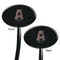 Ladybugs & Stripes Black Plastic 7" Stir Stick - Double Sided - Oval - Front & Back