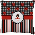 Ladybugs & Stripes Faux-Linen Throw Pillow 20" (Personalized)