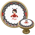 Ladybugs & Stripes Cabinet Knob - Gold (Personalized)