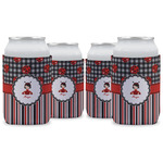 Ladybugs & Stripes Can Cooler (12 oz) - Set of 4 w/ Name or Text