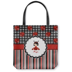 Ladybugs & Stripes Canvas Tote Bag - Medium - 16"x16" (Personalized)