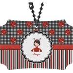 Ladybugs & Stripes Rear View Mirror Ornament (Personalized)