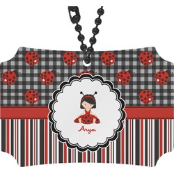 Ladybugs & Stripes Rear View Mirror Ornament (Personalized)