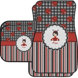 Ladybugs & Stripes Car Floor Mats Set - 2 Front & 2 Back (Personalized)