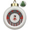 Ladybugs & Stripes Ceramic Christmas Ornament - Xmas Tree (Front View)