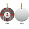 Ladybugs & Stripes Ceramic Flat Ornament - Circle Front & Back (APPROVAL)