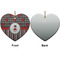 Ladybugs & Stripes Ceramic Flat Ornament - Heart Front & Back (APPROVAL)