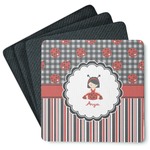 Ladybugs & Stripes Square Rubber Backed Coasters - Set of 4 (Personalized)