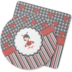 Ladybugs & Stripes Rubber Backed Coaster (Personalized)