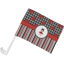 Ladybugs & Stripes Car Flag - Small w/ Name or Text