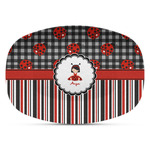 Ladybugs & Stripes Plastic Platter - Microwave & Oven Safe Composite Polymer (Personalized)