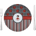 Ladybugs & Stripes 10" Glass Lunch / Dinner Plates - Single or Set (Personalized)