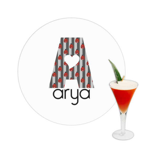 Custom Ladybugs & Stripes Printed Drink Topper -  2.5" (Personalized)