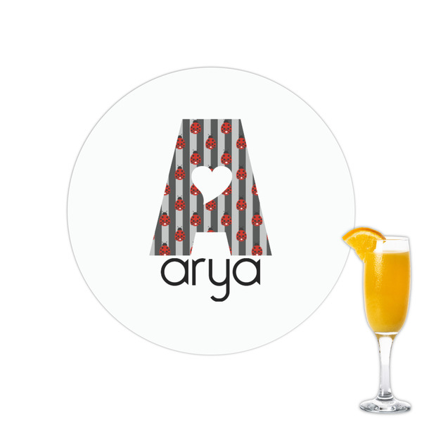 Custom Ladybugs & Stripes Printed Drink Topper - 2.15" (Personalized)