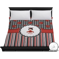 Ladybugs & Stripes Duvet Cover - King (Personalized)