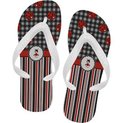 Ladybugs & Stripes Flip Flops - Medium (Personalized)