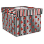 Ladybugs & Stripes Gift Box with Lid - Canvas Wrapped - X-Large (Personalized)