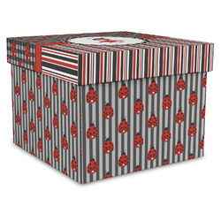 Ladybugs & Stripes Gift Box with Lid - Canvas Wrapped - X-Large (Personalized)