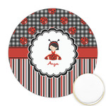 Ladybugs & Stripes Printed Cookie Topper - Round (Personalized)