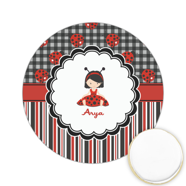 Custom Ladybugs & Stripes Printed Cookie Topper - 2.15" (Personalized)