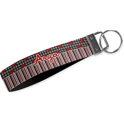 Ladybugs & Stripes Webbing Keychain Fob - Small (Personalized)