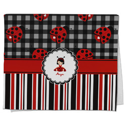 Ladybugs & Stripes Kitchen Towel - Poly Cotton w/ Name or Text