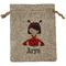 Ladybugs & Stripes Medium Burlap Gift Bag - Front