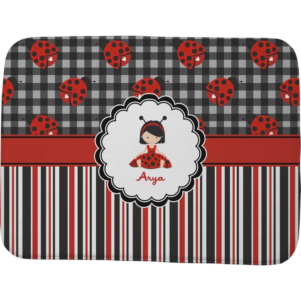 Custom Ladybugs & Stripes Memory Foam Bath Mat - 48"x36" (Personalized)